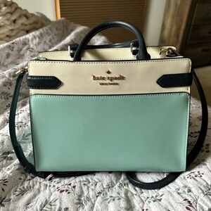 Kate Spade Aqua and Ivory Satchel